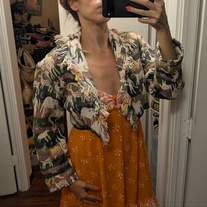 Passports Of Pier 1 Imports Vtg Tapestry Crop Jacket Safari Animals Serengeti S